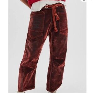 We The Free Moxie Flocked Low Slung Barrell Jeans